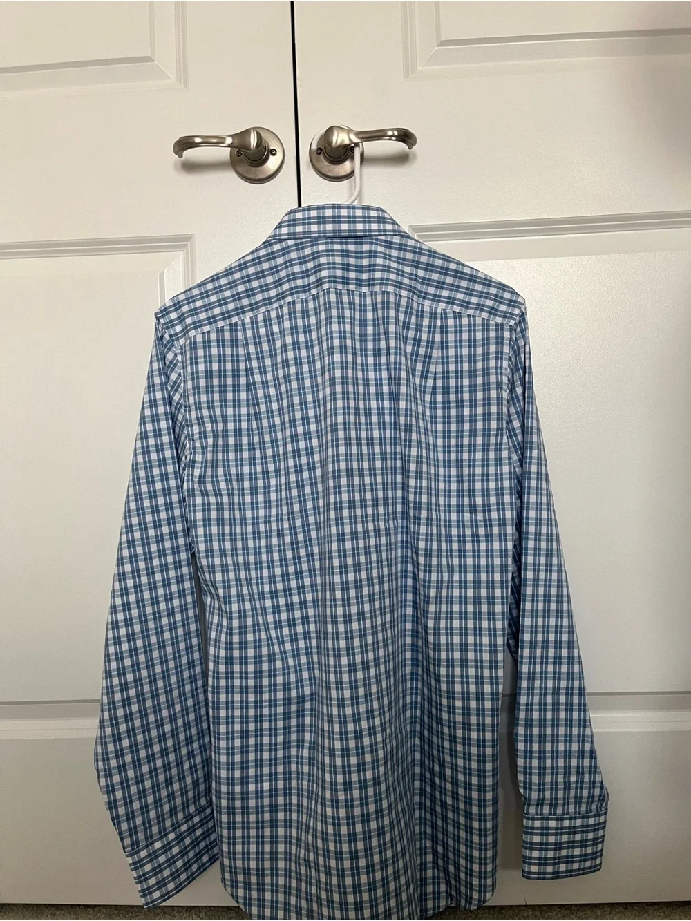 J. Crew Slim Blue and White Checked Dress Shirt